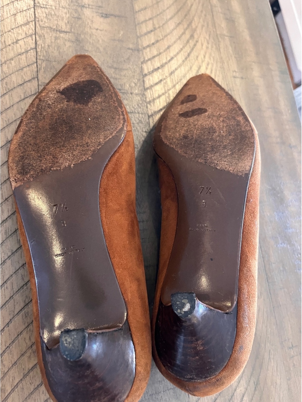 Vintage Walter Steiger Tan Suede Pointed Toe Buckle Pumps Size 7.5 Made in Italy - Picture 13 of 13